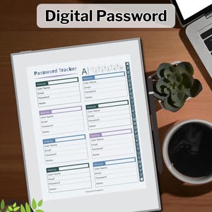 Digital Password Organizer for reMarkable Paper Pro | Hyperlinked A–Z Password Tracker