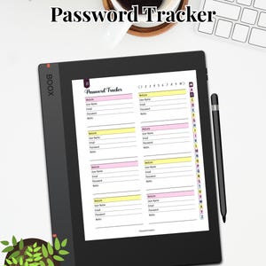 Digital Password Tracker for BOOX Note Air | Hyperlinked A–Z PDF Organizer Template