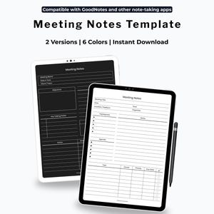 Sjablonen voor digitale vergadernotities voor iPad GoodNotes en Notability