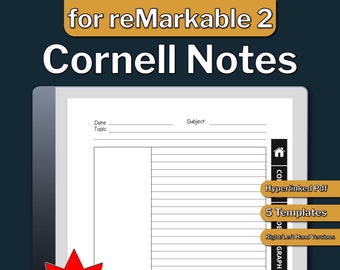 Prise de notes reMarkable 2 Cornell, modèles reMarkable 2, modèle de prise de notes numérique Cornell pour reMarkable 2, téléchargement numérique