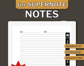 Cuaderno SUPERNOTE, Plantillas de Supernota, Cuaderno Digital para Supernota, Cuaderno Digital para Tabletas de tinta electrónica, Descarga Digital