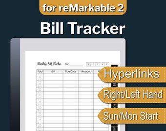 Suivi des factures reMarkable-2, suivi des factures mensuelles, suivi des paiements de factures, modèles reMarkable-2, téléchargement numérique