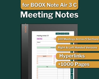 BOOX Note Air-3 C Meeting Notes, Boox Note Air-3 C Templates, Meeting Minutes, Boox Note Air-3 C, Digital Download