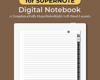 Customizable Notebook Bundle for SUPERNOTE, Templates for Supernote, Hyperlinked Notebook 15 Templates, Digital Download