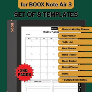 BOOX Note Air 3 Digital Planner Bundle 8 Templates, BOOX Note Air 3 Templates, Digital Download