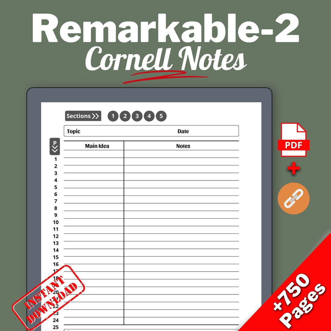 Remarkable 2 Templates Remarkable 2 Cornell Notes With Etsy