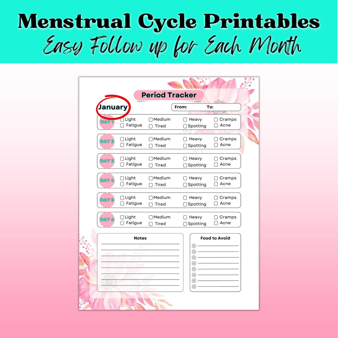 Printable Menstrual Cycle Menstrual Cycle Tracking Menstrual - Etsy