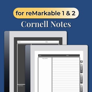 Szablon notatek Cornell dla reMarkable | Tryby ciemny i jasny | Cyfrowy szablon notatek Cornell dla reMarkable 2 | Pobieranie cyfrowe