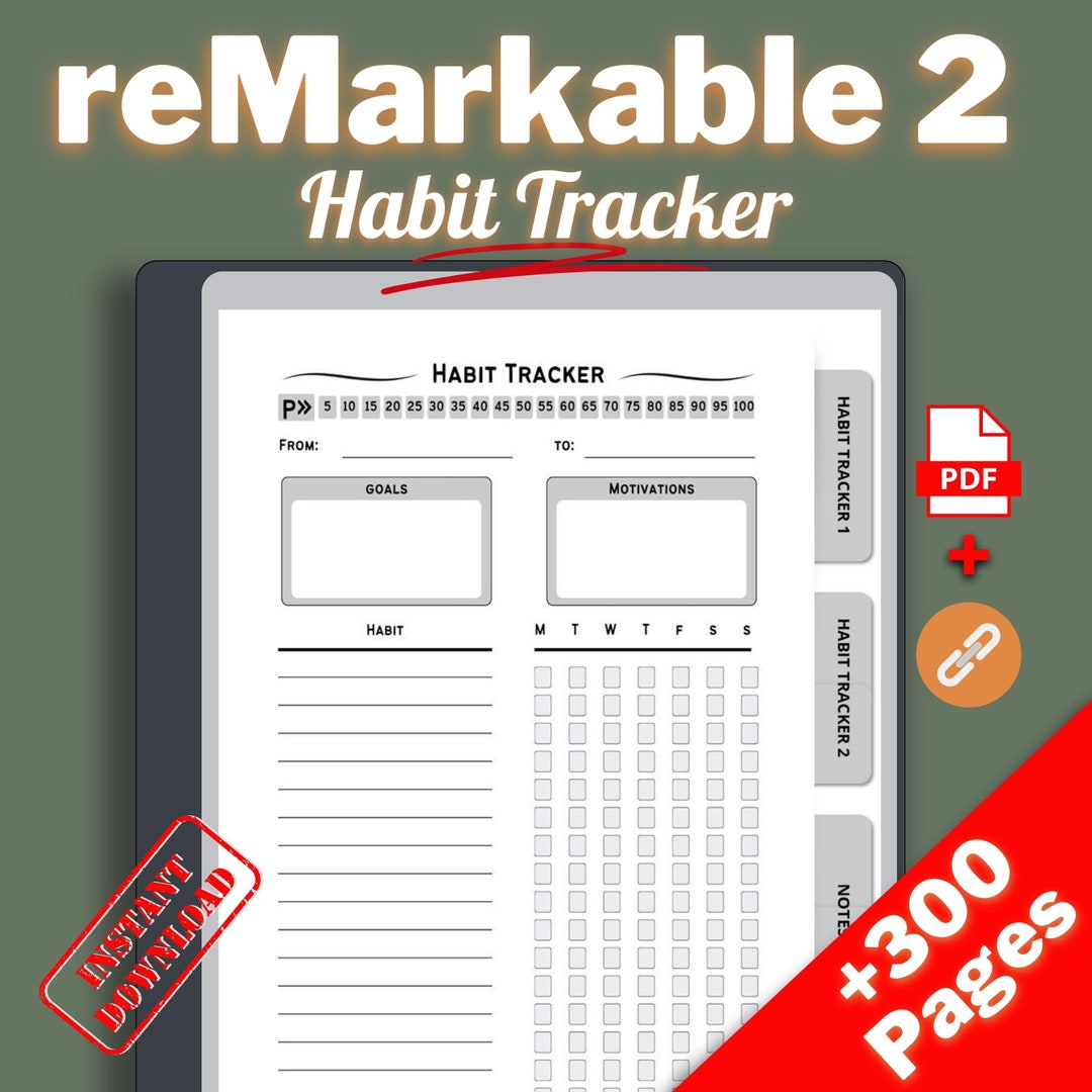 Remarkable2 Templates Remarkable2 Habit Tracker Set of 2 Etsy