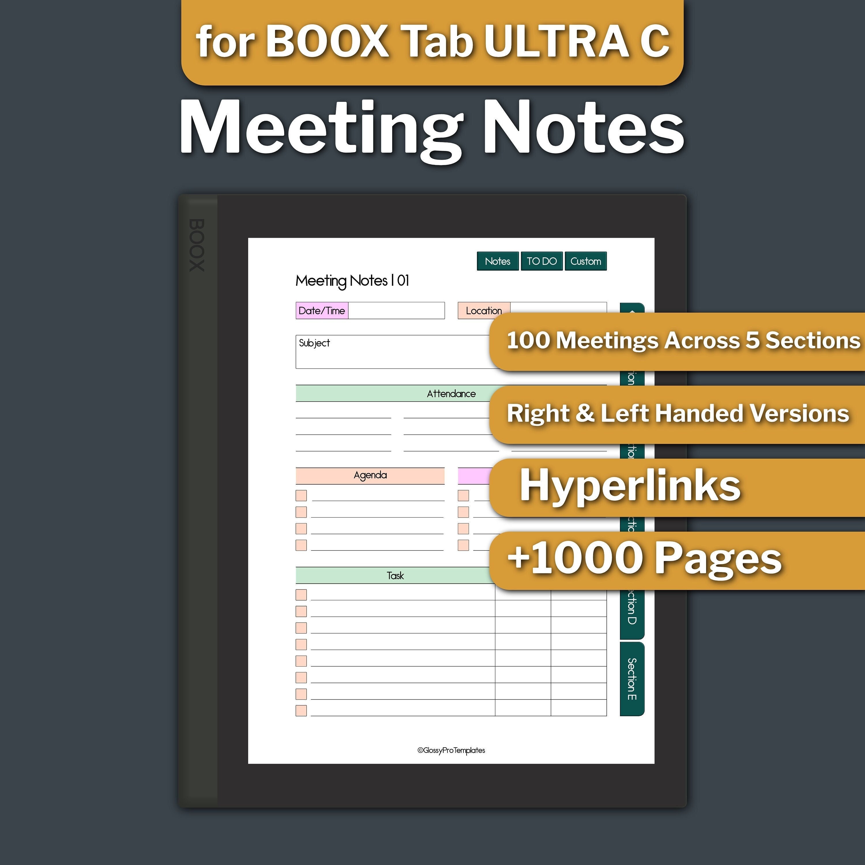 BOOX Note Air-3 C Meeting Notes, Boox Note Air-3 C Templates
