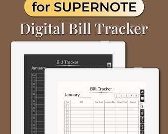 Digital Bill Tracker for Supernote with Light & Dark Modes | Monthly Bill Payment Tracker | Templates for Supernote | Digital Download