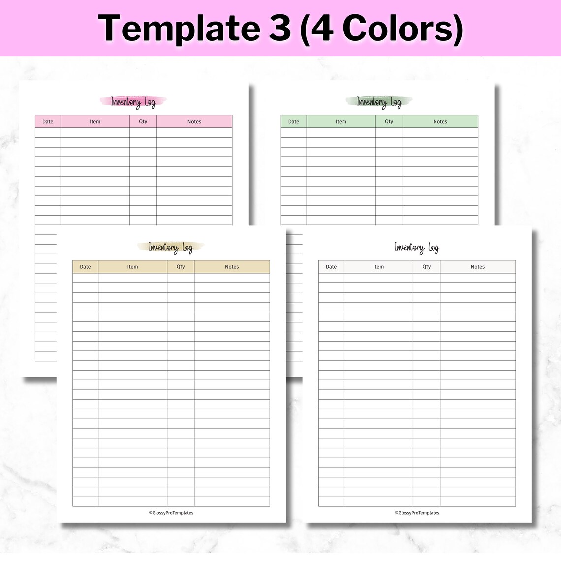 Colorful Printable Inventory Tracker, Editable Inventory Management Log, US Letter &amp; A4 Sizes ...