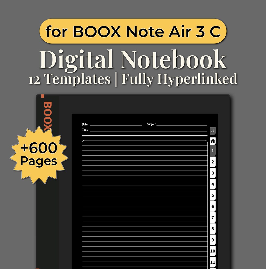 Digital Notebook 12 Templates for BOOX Note Air 3 C, Cornell Notes ...