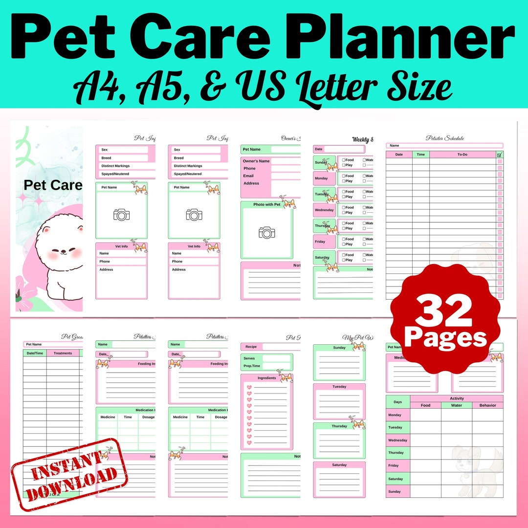 Ultimate Pet Care Planner Printable Pet Care Planner Puppy Etsy