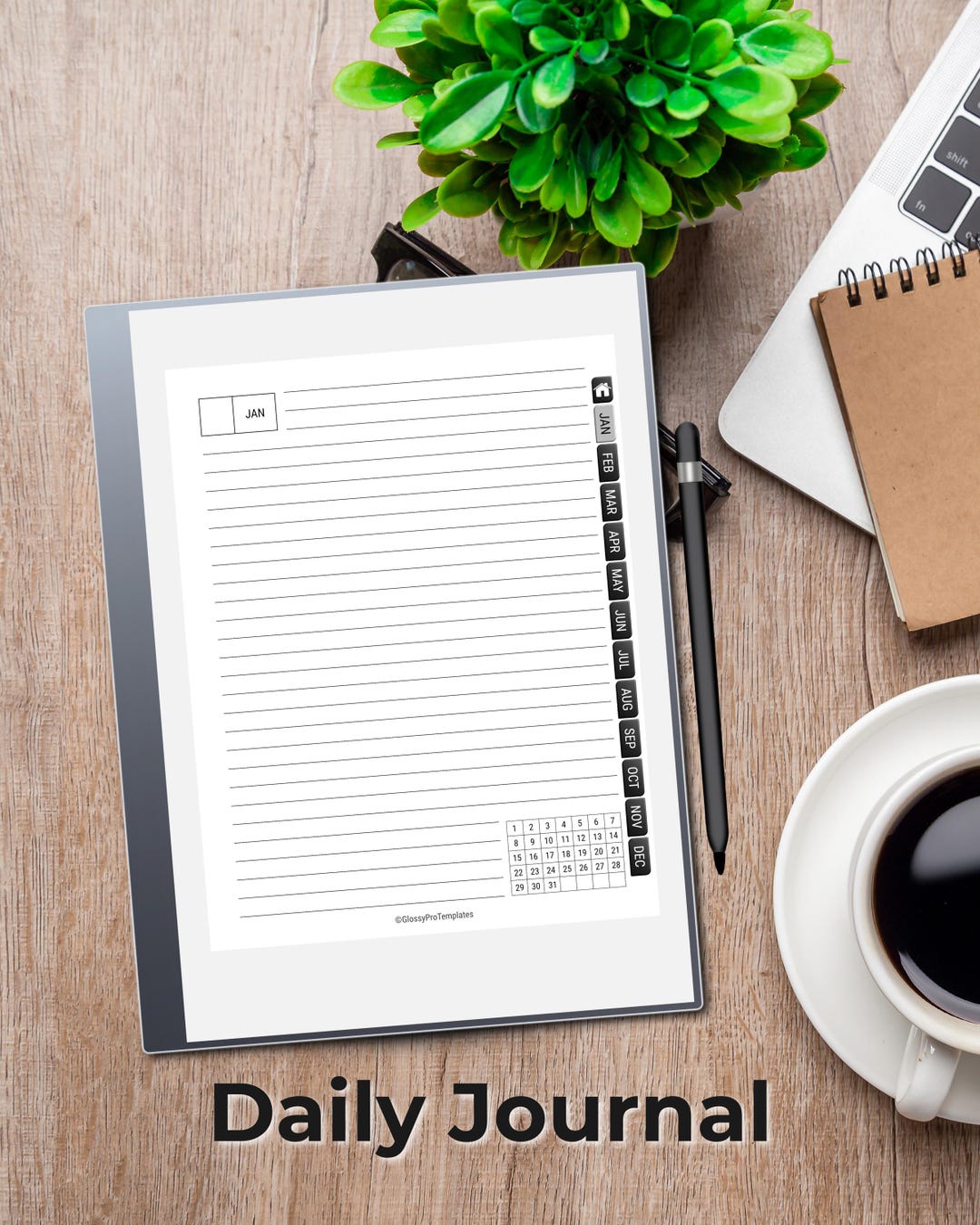 Daily Digital Journal for Remarkable | 365-day Undated Hyperlinked PDF ...