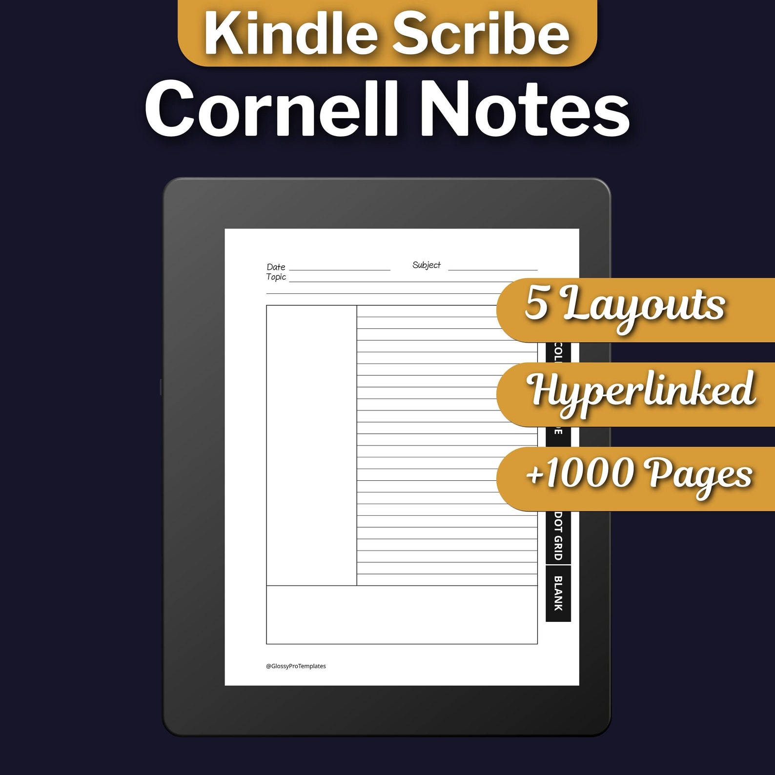 Kindle Scribe Cornell Note Taking Kindle Scribe Templates Etsy