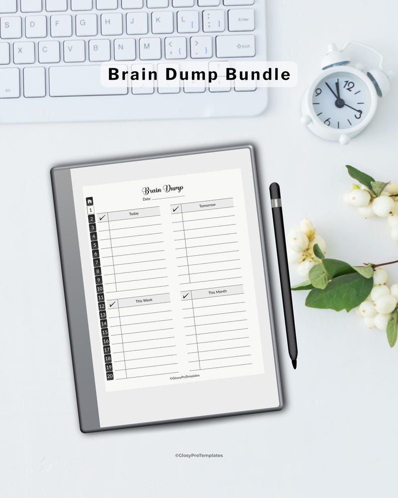 Brain Dump Template Remarkable 2 | Hyperlinked Productivity Planner PDF ...