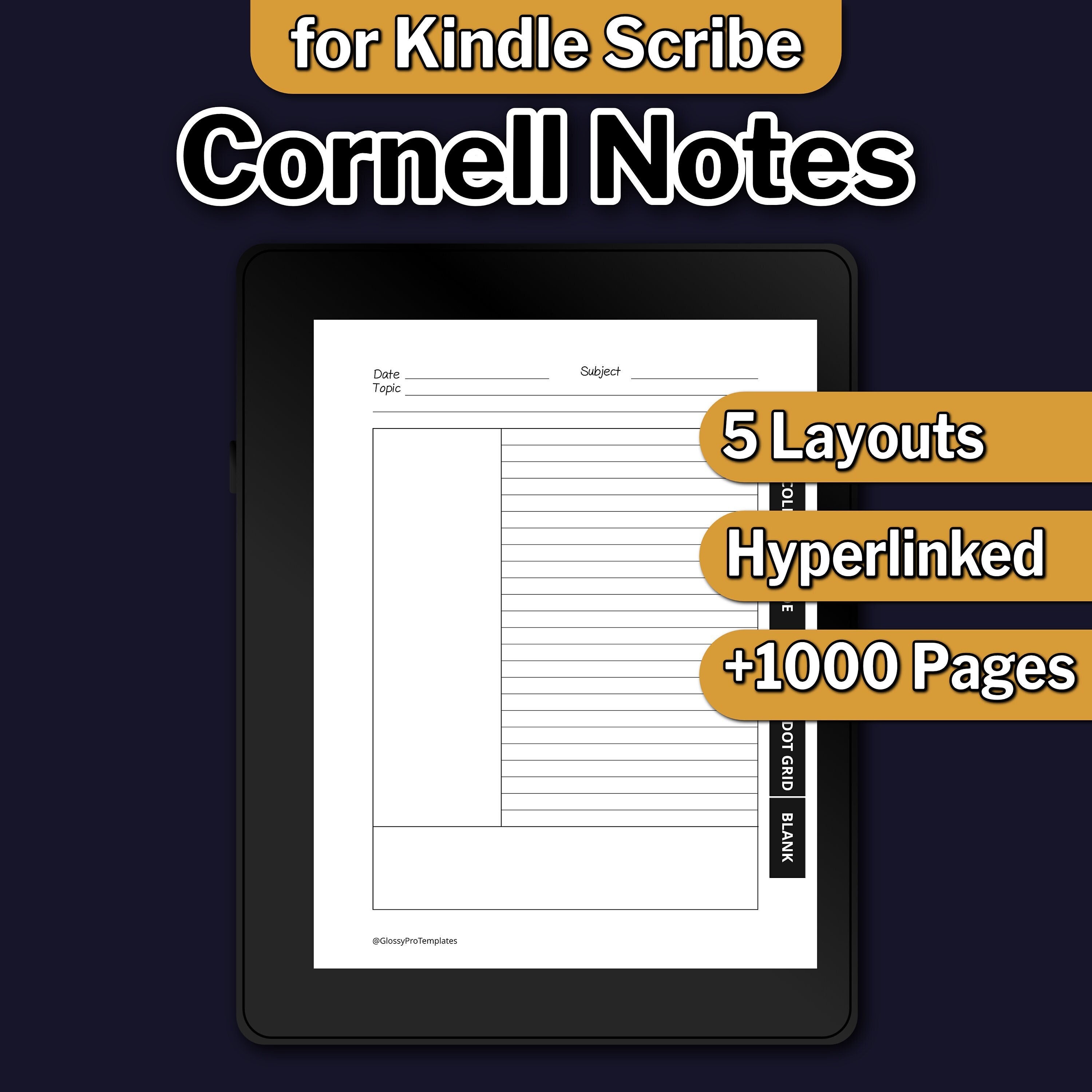 Kindle Scribe Cornell Note Taking, Kindle Scribe Templates, Cornell Note Taking Template, Scribe