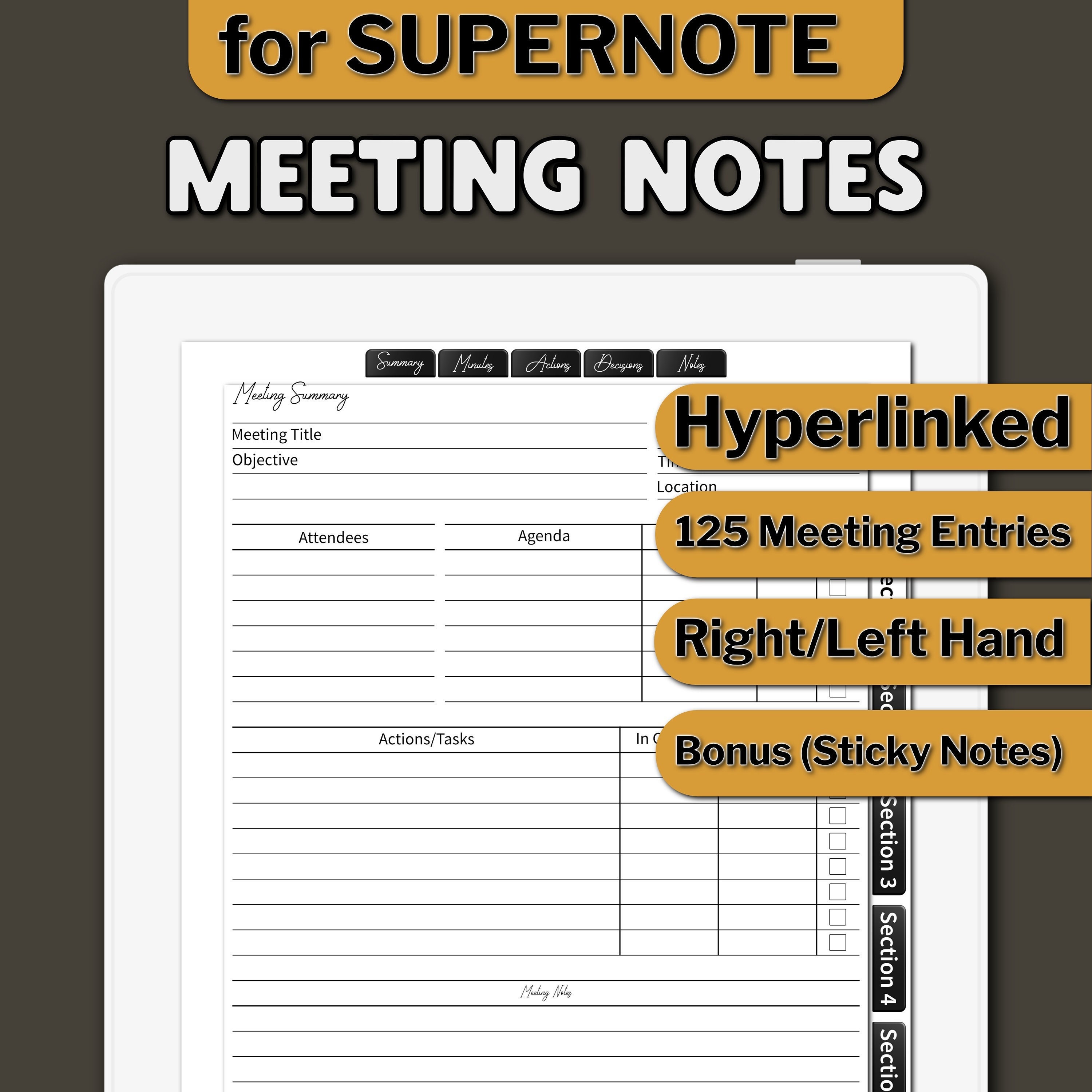 Supernote Notes SUPERNOTE Meeting Notes Templates, Meeting Minutes Templates, Supernote ...