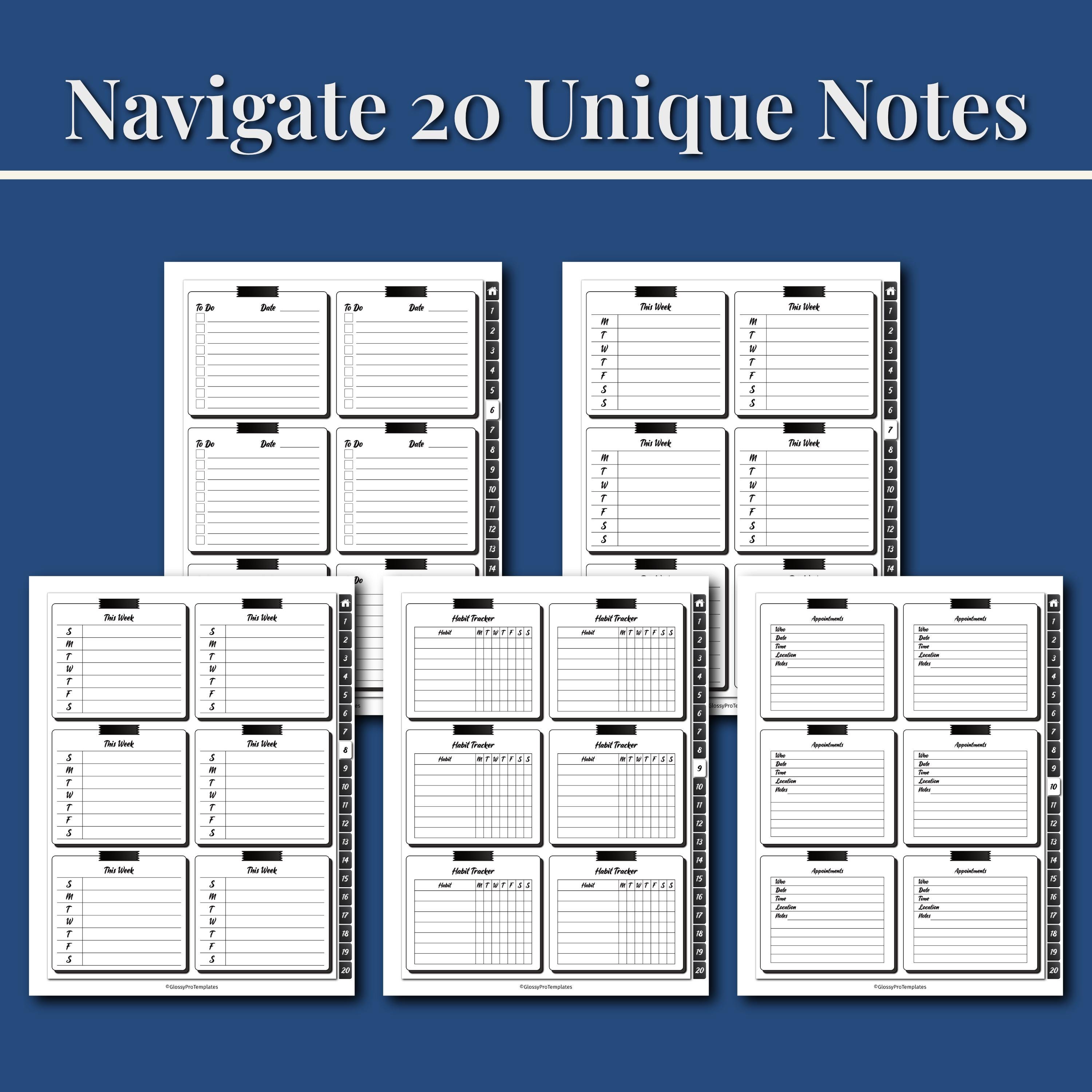 Hyperlinked Sticky Notes PDF for Remarkable 2 Template | 20 Designs ...