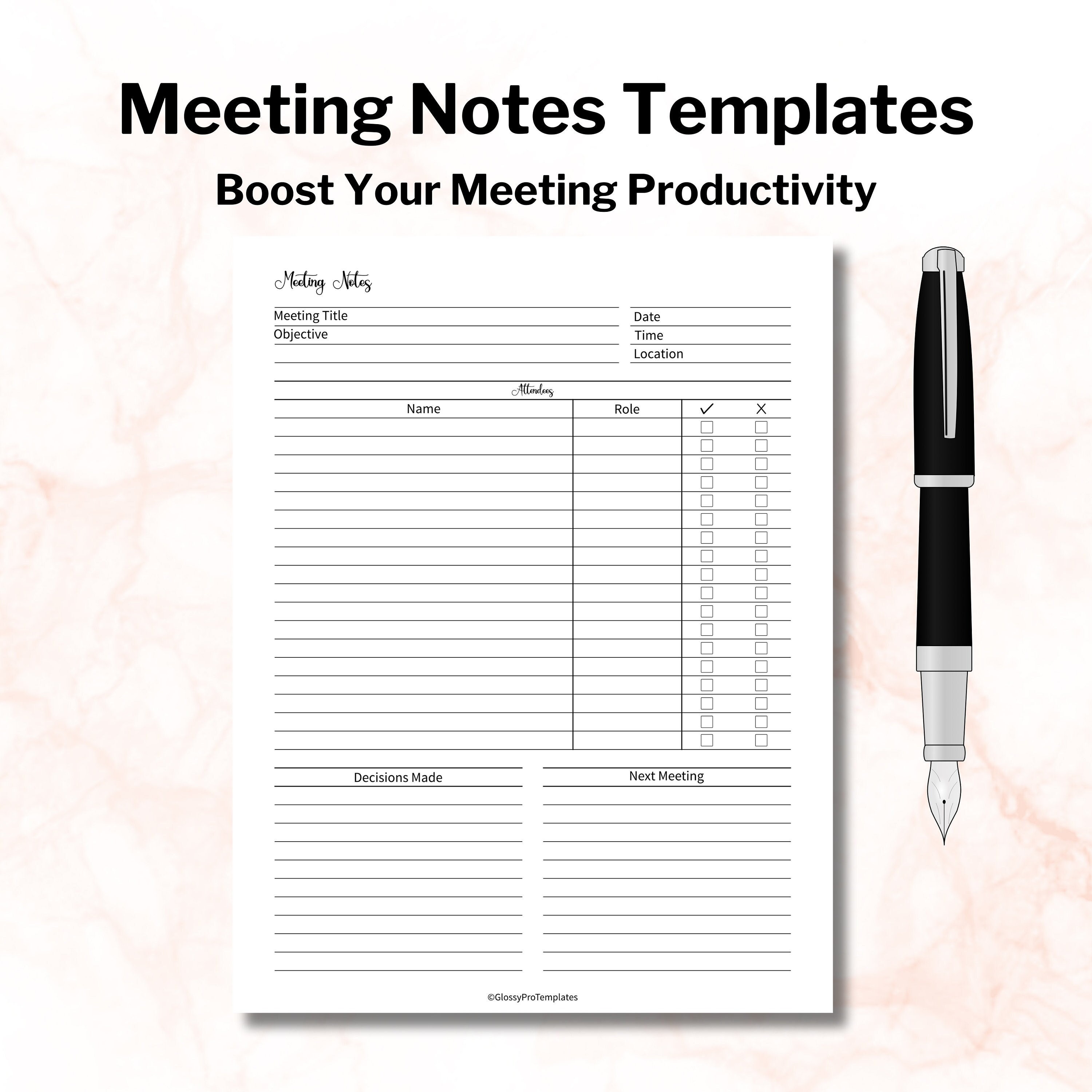 Printable Meeting Notes Template, Meeting Minutes Templates, Meeting