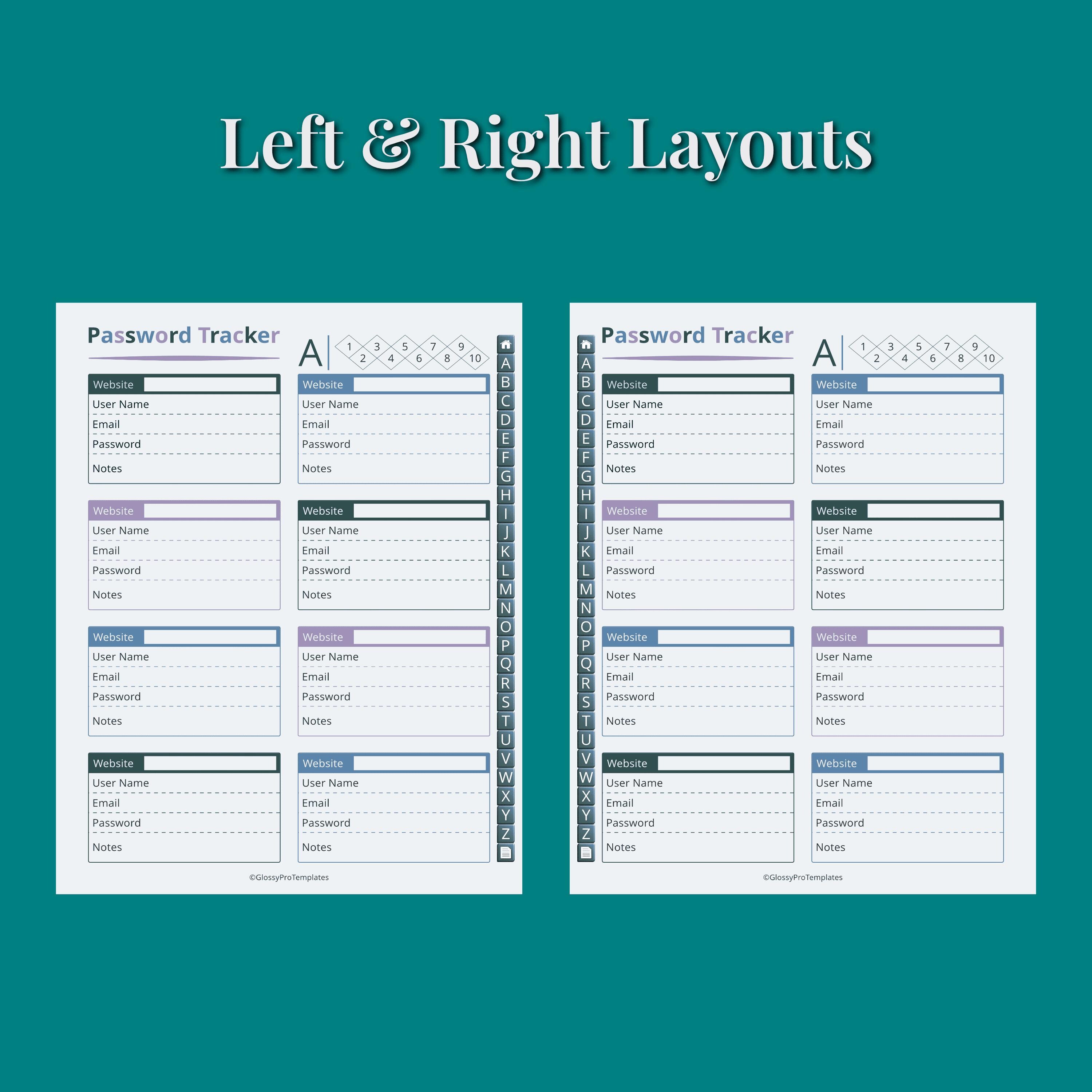 Alphabetical Password Tracker Template for Remarkable Paper Pro ...