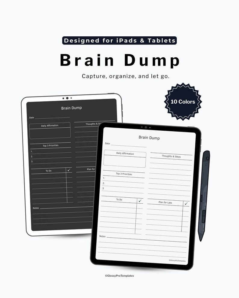Digital Brain Dump for Goodnotes and Notability | Productivity Planner ...