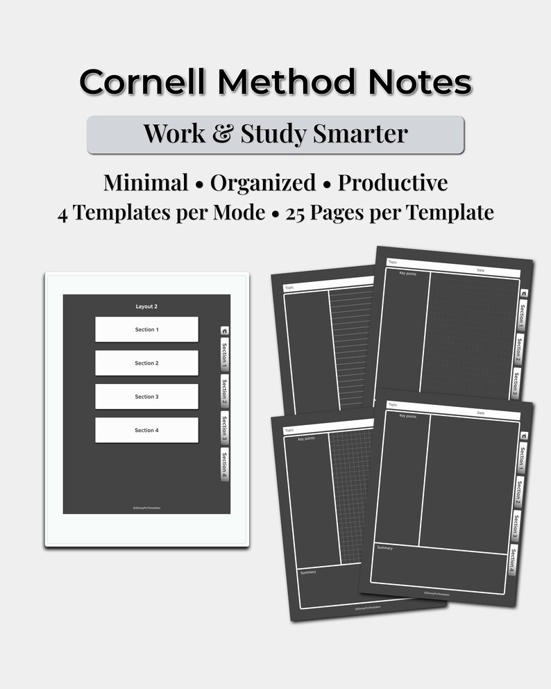 Hyperlinked Cornell Notes Template for Supernote | Study Notebook PDF ...