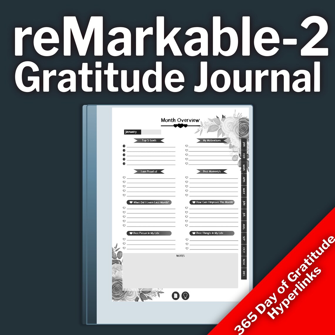 Remarkable2 Templates Gratitude Journal for Remarkable2 Etsy
