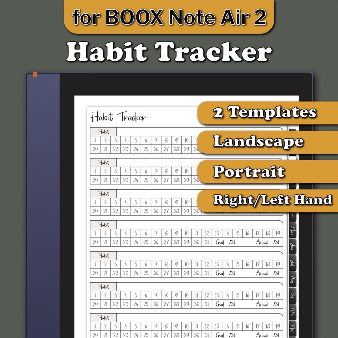 BOOX Note Air 2 Habit Tracker Bundle Portrait and Landscape, Boox Note ...