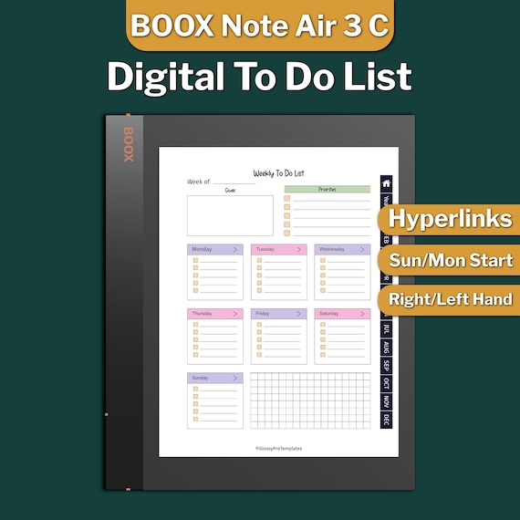 BOOX Note Air 3-C to Do List, to Do List Templates, Boox Note Air 3-C  Templates, Digital to Do List, Digital Download 