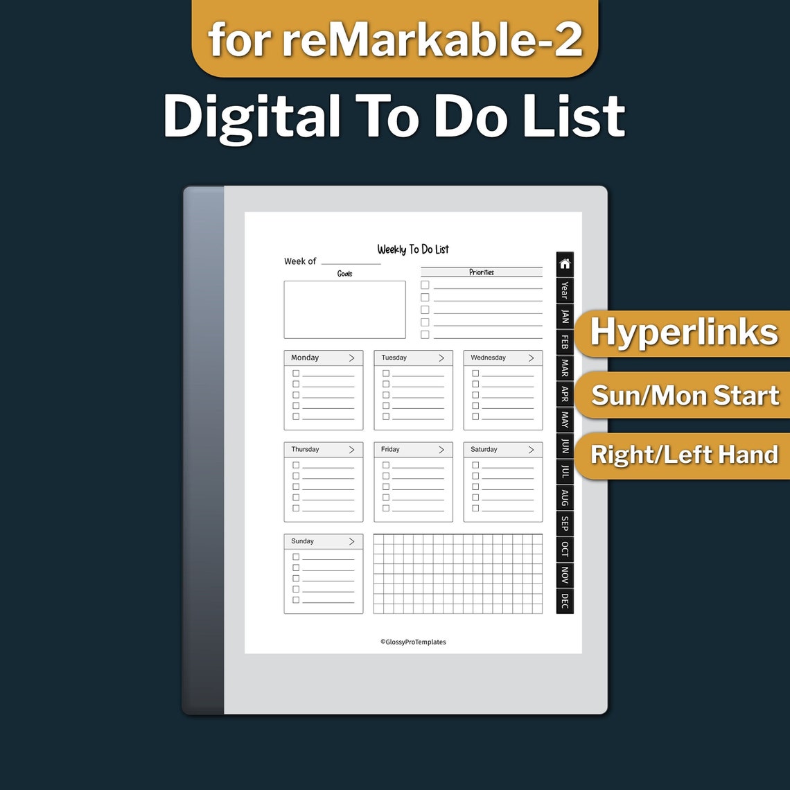 Remarkable2 to Do List, to Do List Templates, Daily to Do List, Remarkable2 Templates
