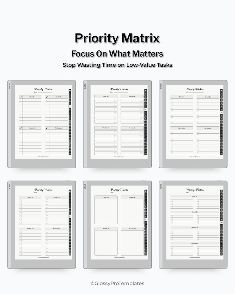 Brain Dump Template BOOX | Hyperlinked Priority Matrix | Digital Task ...