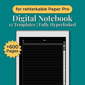 Dunkles digitales Notizbuch 12 Vorlagen für reMarkable Paper Pro, Vorlagen für Remarkable Paper Pro, digitaler Download