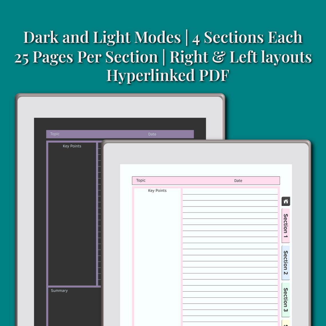 Custom Cornell Notes Template for Remarkable Paper Pro | Hyperlinked ...