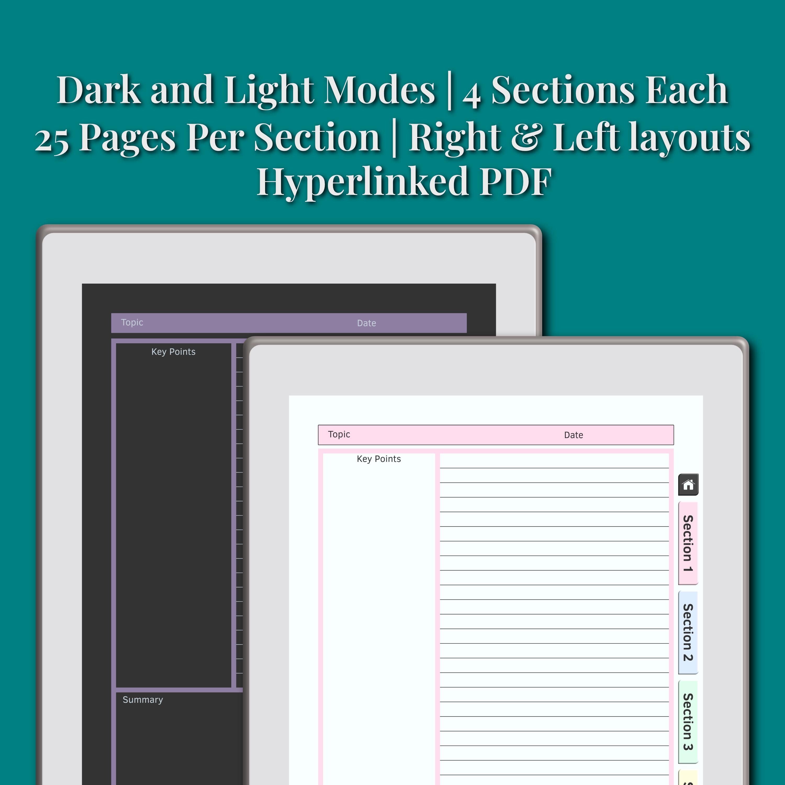 Custom Cornell Notes Template for Remarkable Paper Pro | Hyperlinked ...