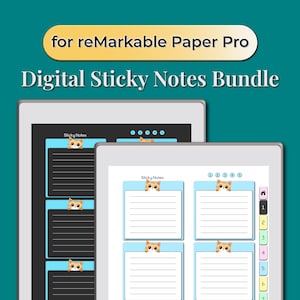 Hyperlinked Sticky Notes for reMarkable Paper Pro | Custom Sticky Notes Light & Dark Modes | Digital Download