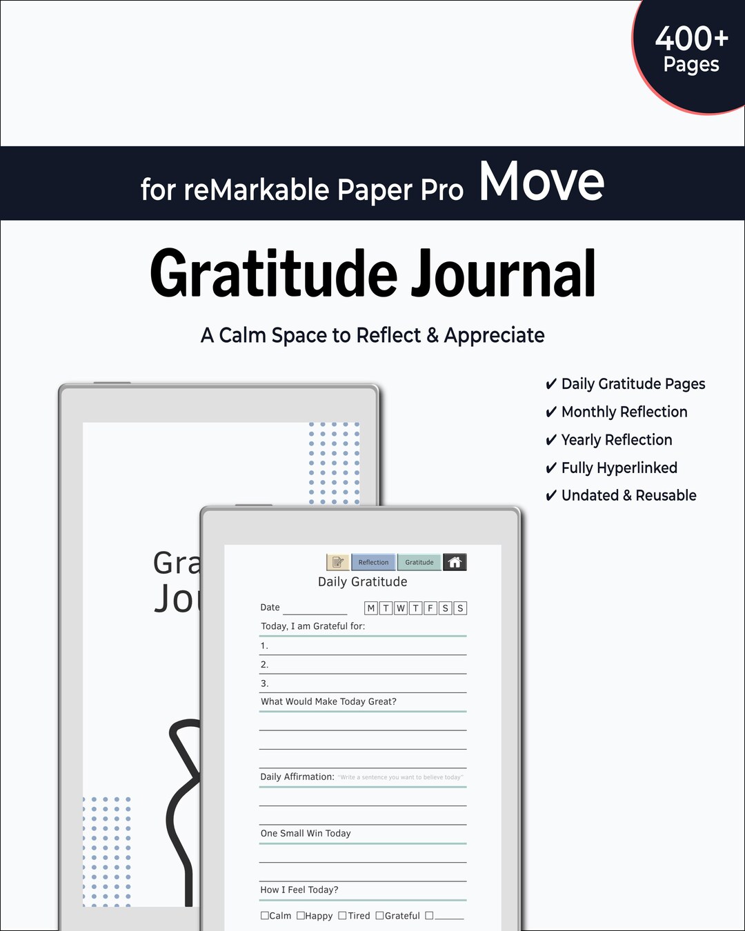 Digital Gratitude Journal for Remarkable Paper Pro Move | Hyperlinked ...