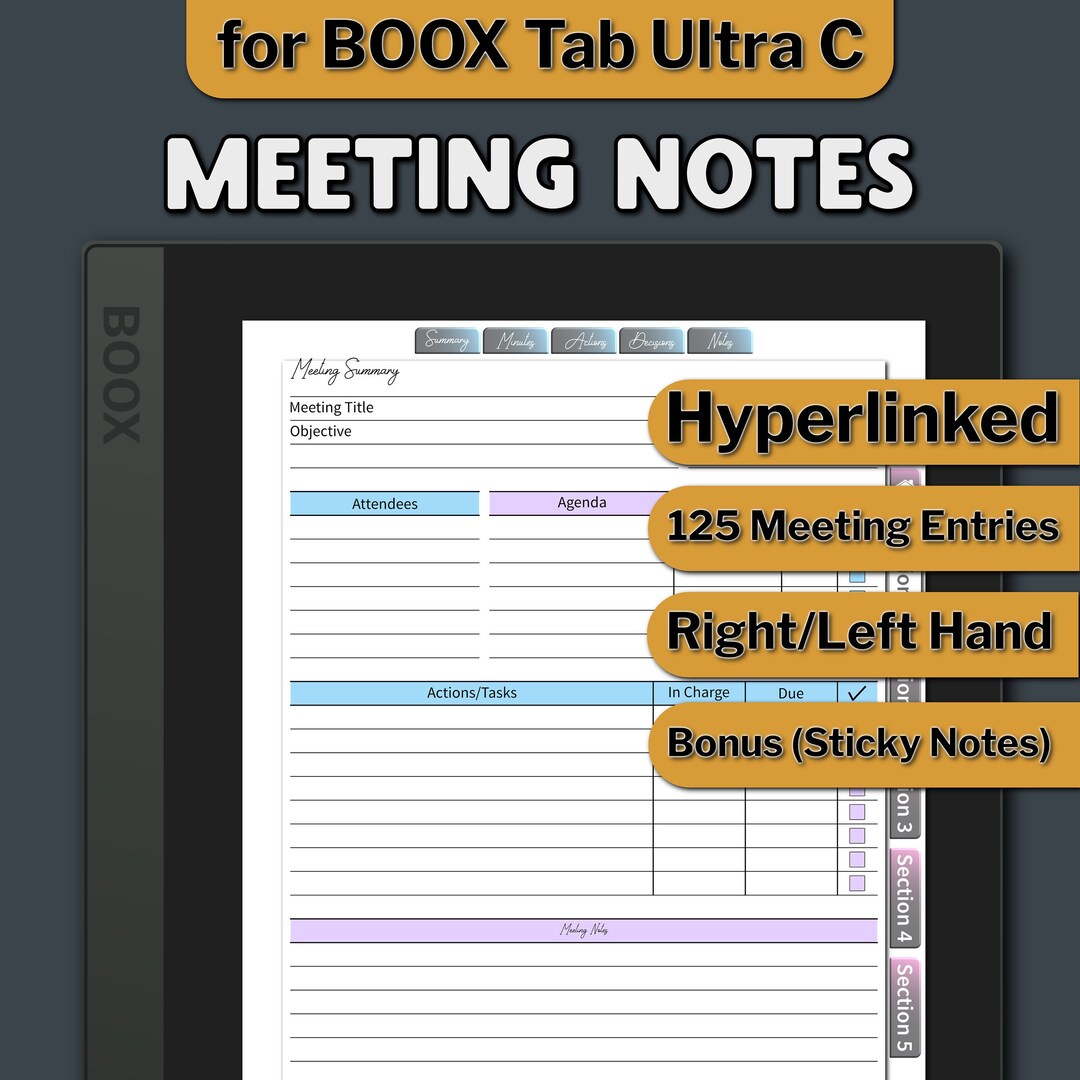 Meeting Notes Template for BOOX Tab Ultra C, Meeting Minutes Templates