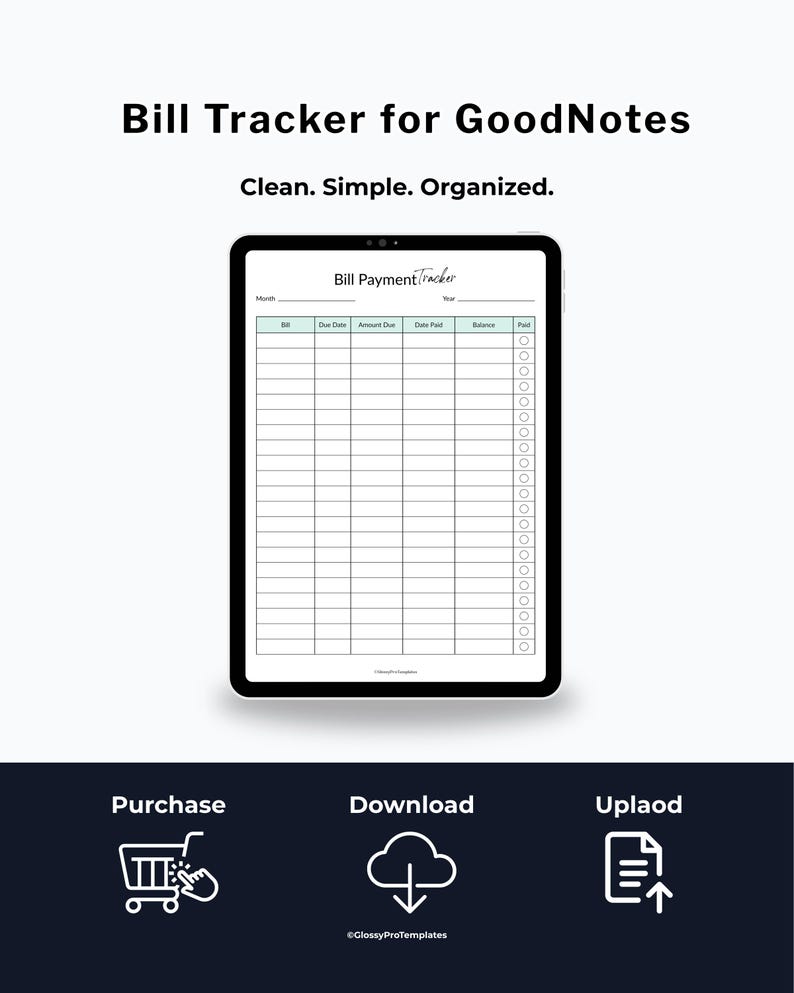 Digital Bill Tracker Goodnotes | Monthly Bill Payment Checklist - Etsy