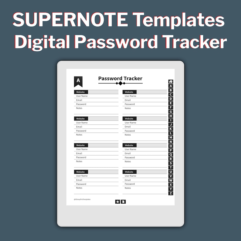 SUPERNOTE Templates Digital Password Tracker for Supernote Etsy