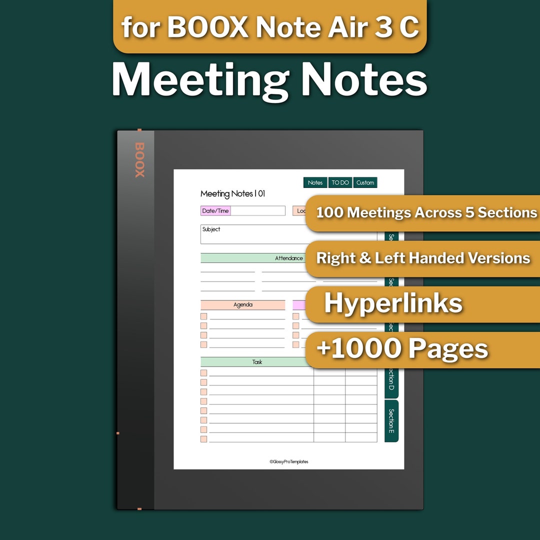 BOOX Note Air-3 C Notas de reuniones, Plantillas Boox Note Air-3 C