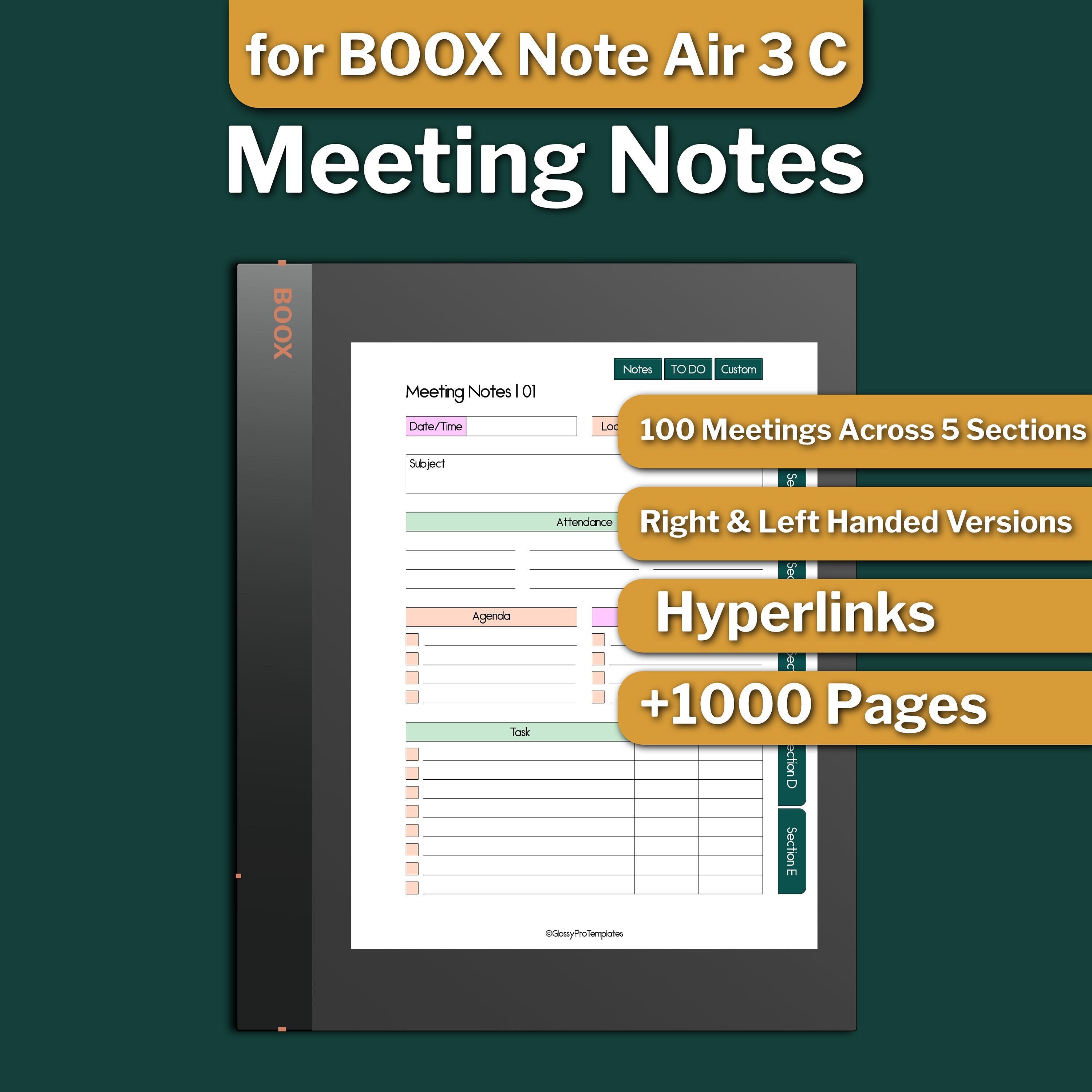 BOOX Note Air-3 C Notas de reuniones, Plantillas Boox Note Air-3 C, Actas  de reuniones, Boox Note Air-3 C, Descarga digital -  España