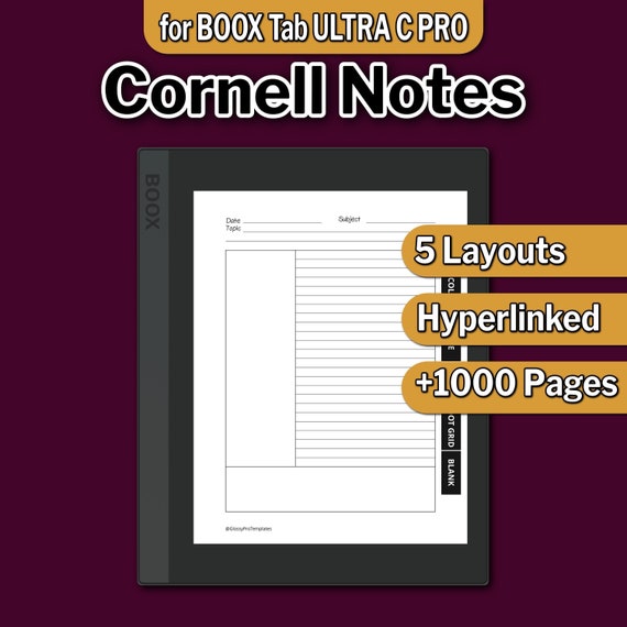 BOOX Tab Ultra C Pro Cornell Notes, Note Taking Template for Boox Tab Ultra  C Pro, Boox Tab Ultra C Pro Templates, Digital Download 