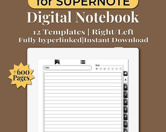 Digital Notebook for SUPERNOTE, Digital Notebook 12 Templates, Templates for Supernote, Digital Download