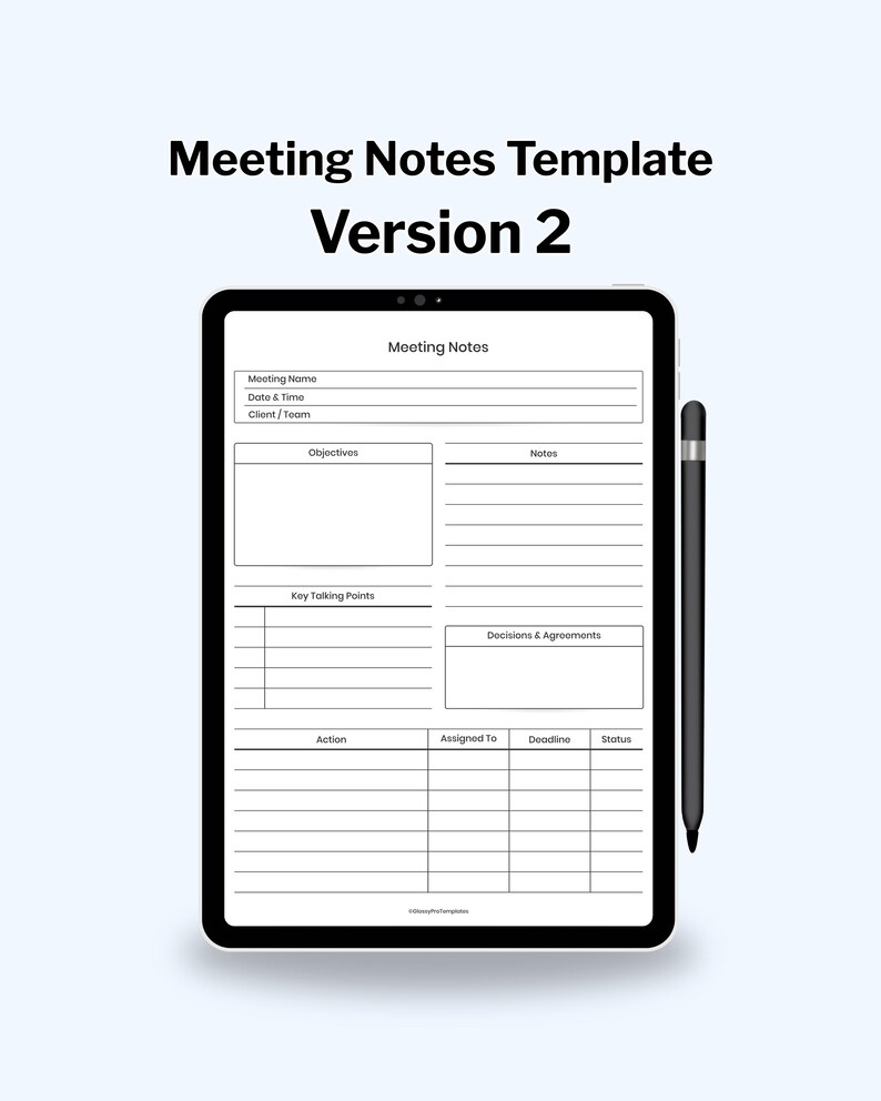 Digital Meeting Notes Templates for iPad Goodnotes and Notability - Etsy