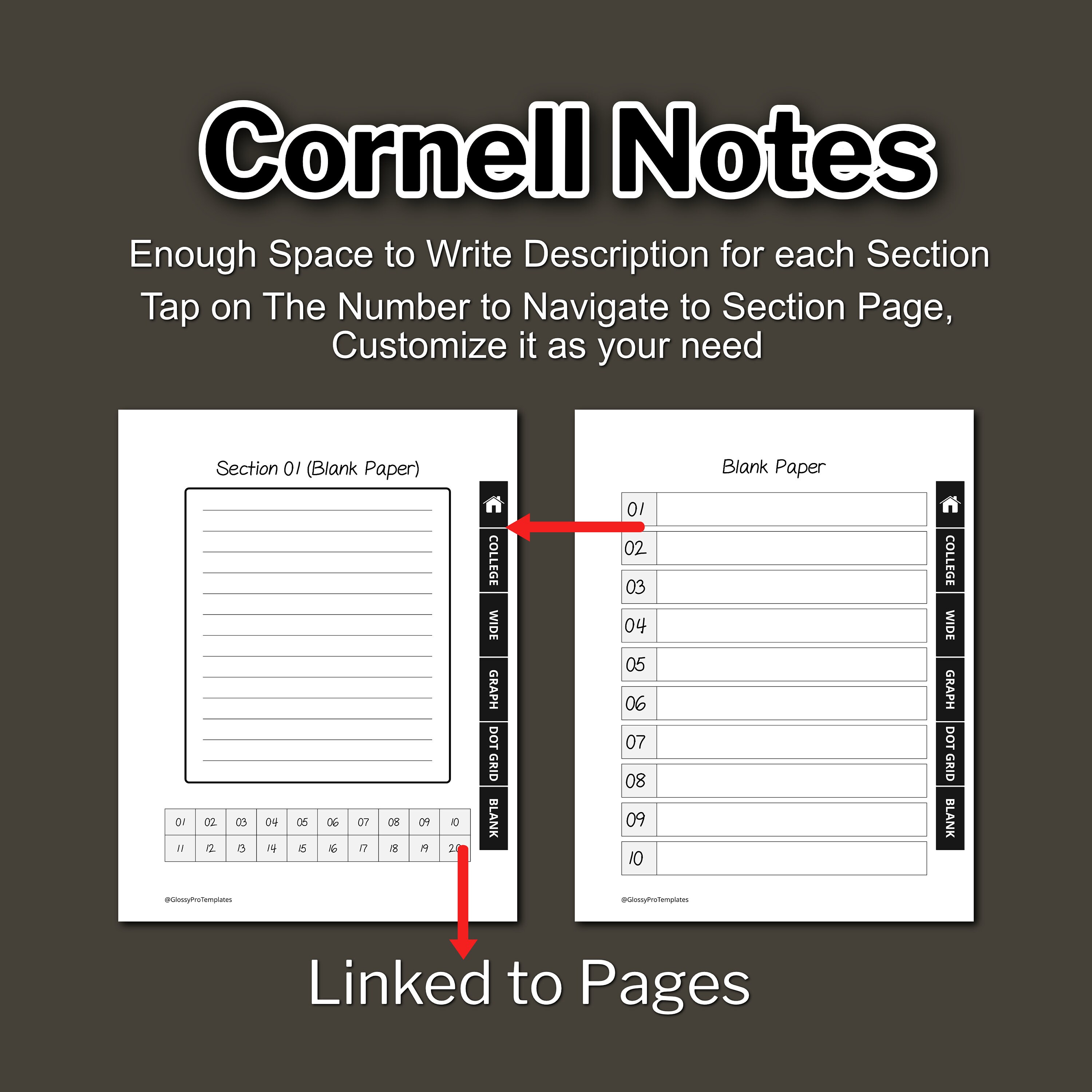 SUPERNOTE Cornell Note Taking, Note Taking Templates, Supernote