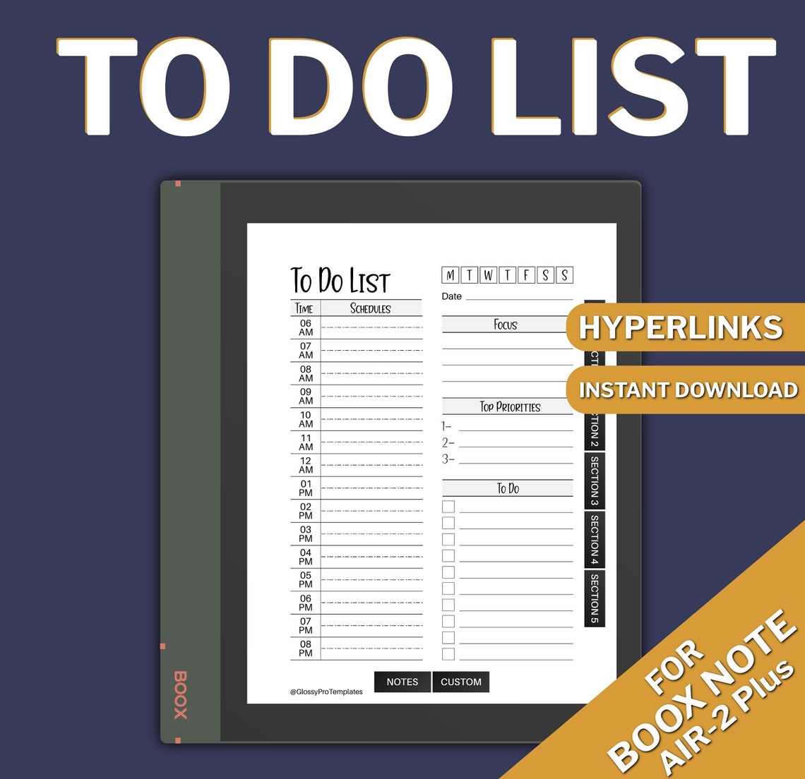 Boox Note Air 2 Plus To Do List To Do List Templates Daily Etsy