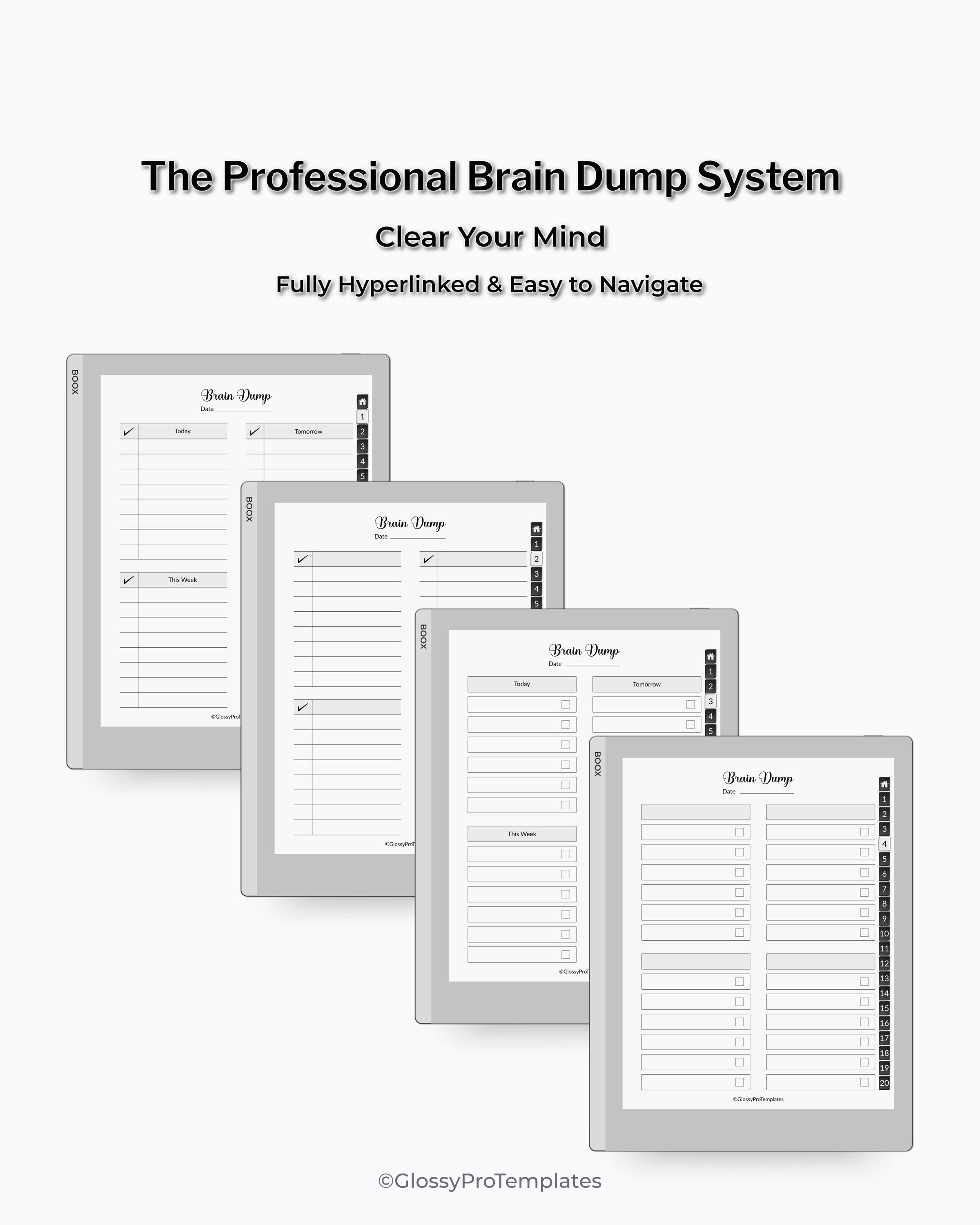 Brain Dump Template BOOX | Hyperlinked Priority Matrix | Digital Task ...
