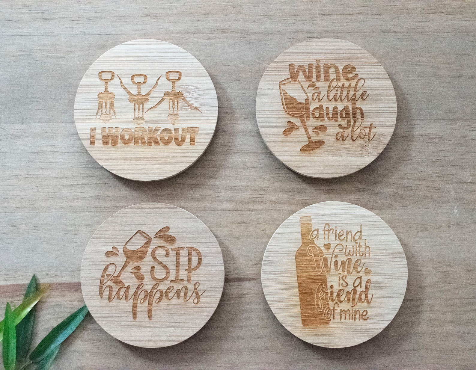 Wine themed Set of Four Coasters Etsy